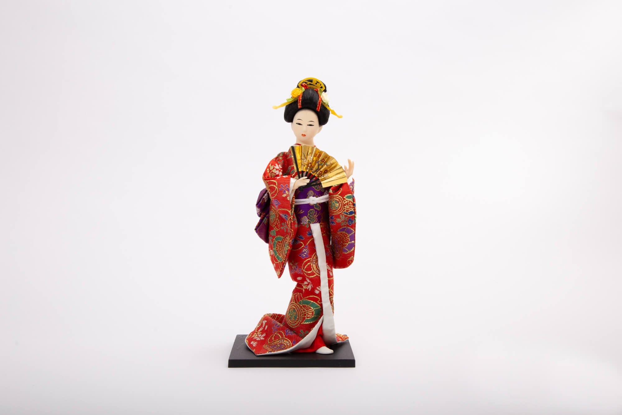 日本人形12インチ赤扇子
